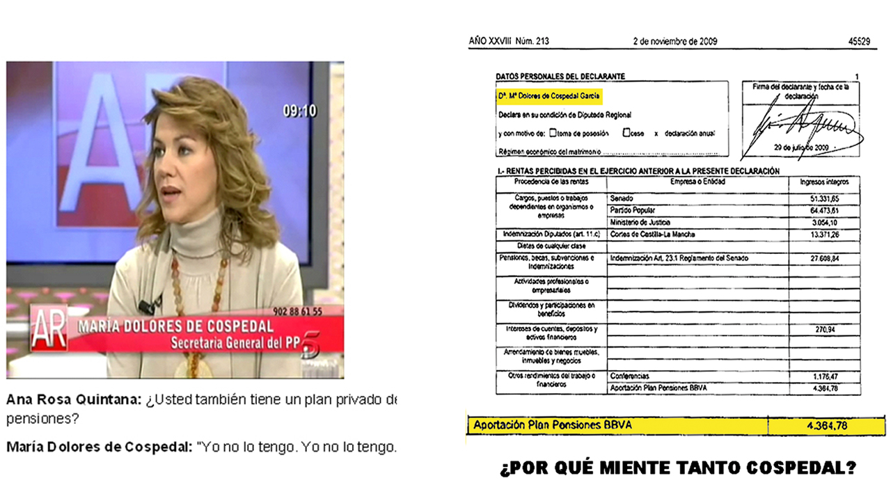 El PSOE elabora un vídeo en el que queda en evidencia una nueva mentira de Cospedal